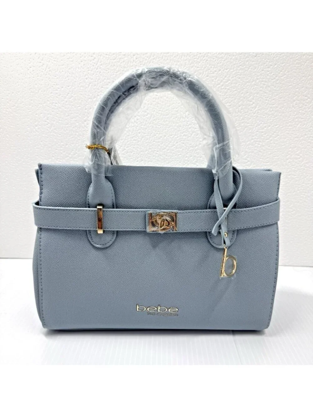 Bebe Los Angeles Evie Satchel NWT Light Blue Gold Hardware Crossbody Bag Work
